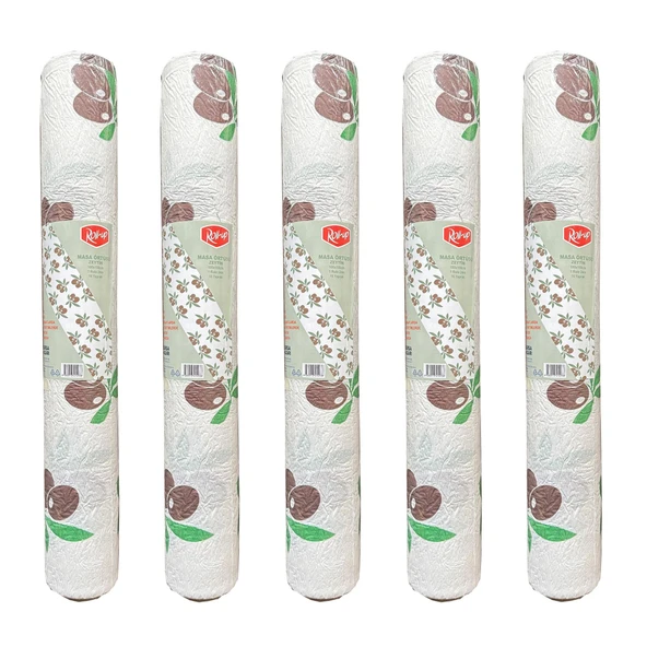 Roll-Up Zeytin Desenli Tek Kullanımlık Laminelli Kağıt Masa Örtüsü - 100x150 Cm. - 16 Yaprak 5 Rulo ürün görseli