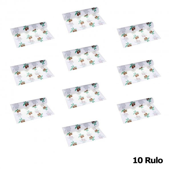Roll-Up Tek Kullanımlık Laminelli Zeytin Desenli Kağıt Masa Örtüsü - 100x150 Cm. - 16 Yaprak 10 Rulo - 3