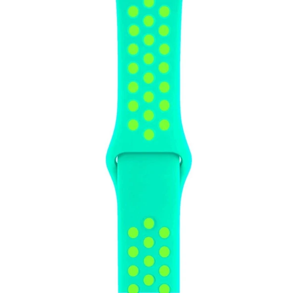 Apple Watch 38-40mm Silikon Kayış - Su Yeşili / Sarı - Resim 2