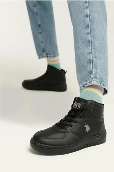 U.S. Polo Assn. ARISTO HI PU GSN 3FX Unisex Sneaker Ayakkabı Siyah 36-40 - 2