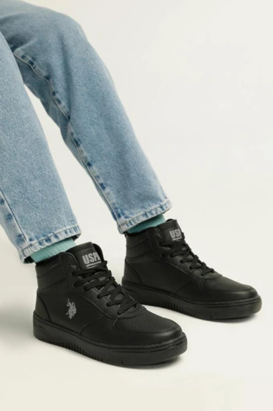 U.S. Polo Assn. ARISTO HI PU GSN 3FX Unisex Sneaker Ayakkabı Siyah 36-40