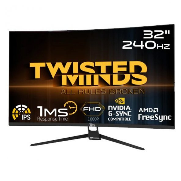 TWISTED MINDS 32 TM32RFA FHD 240Hz 1MS HDMI DP FREESYNCGSYNC RGB KAVİSLİ GAMİNG MONİTÖR