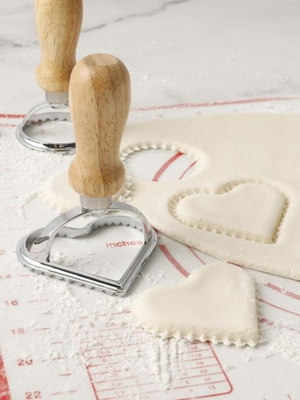 Desenli Hamur Kesici Ravioli Hamur Kesme Aparatı Pratik Ahşap Saplı Hamur şekillendirici - 7