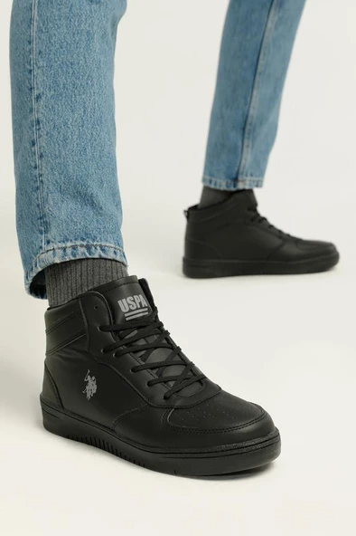 U.S Polo Assn. ARISTO HI PU 3FX Erkek Sneaker Ayakkabı Siyah 40-45