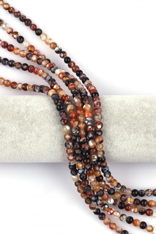 Koyu Kahverengi Akik Doğal Taş Dizi 6 mm Küre Kesim ürün görseli