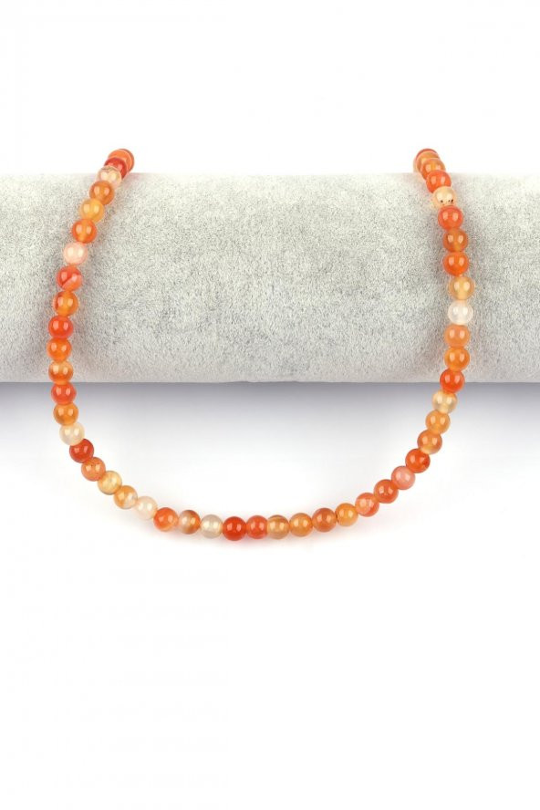 Turuncu Akik Doğal Taş Dizi 6 mm Küre Kesim - Resim 2