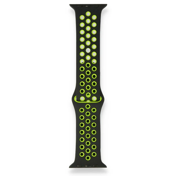 Apple Watch 38-40mm Silikon Kayış - Siyah/Yeşil - Resim 2