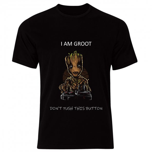 Groot Baskılı Tshirt  SİYAH 4XL