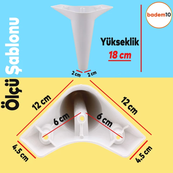 Aspen 12'li Set Mobilya Kanepe Koltuk Tv Ünitesi Ayağı Ayakları Destek 18 Cm Beyaz Konsol - 2