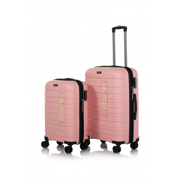 Hotowa Gold PP Valiz 8010 Pembe TSA Kilitli İkili Set