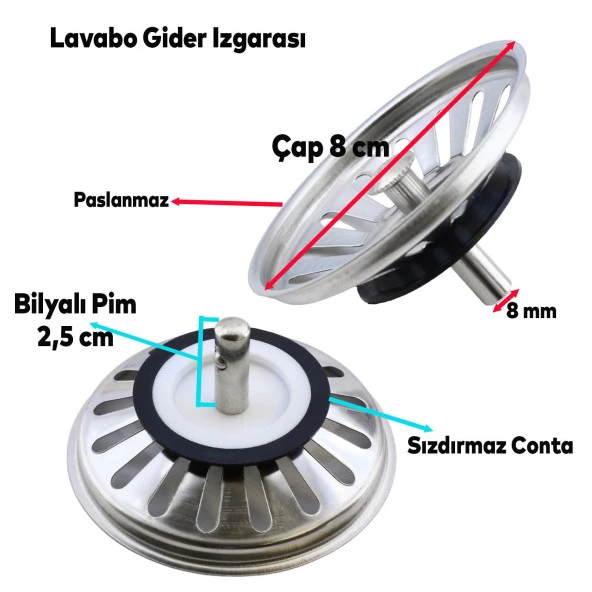 Lüks Çöpmak Körüklü Evye Lavabo Sifonu Gider Borusu Akordiyon Plastik Geniş Kafa Paslanmaz 30 -75 cm - 2