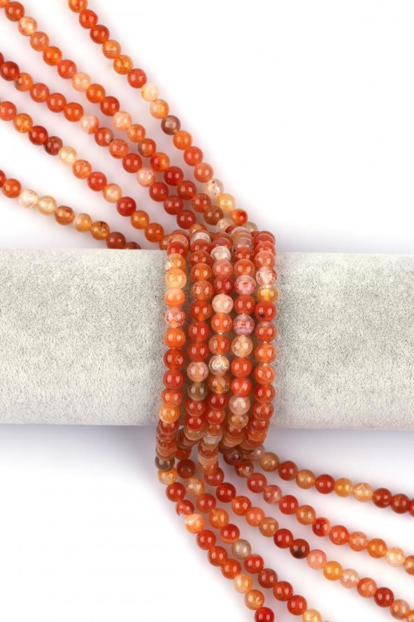 Turuncu Akik Doğal Taş Dizi 6 mm Küre Kesim ürün görseli