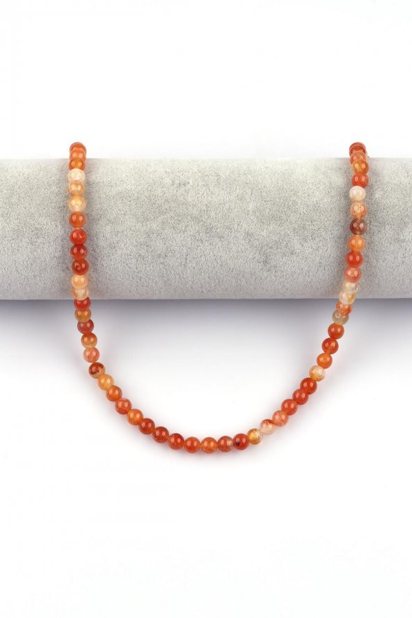 Turuncu Akik Doğal Taş Dizi 6 mm Küre Kesim - Resim 2