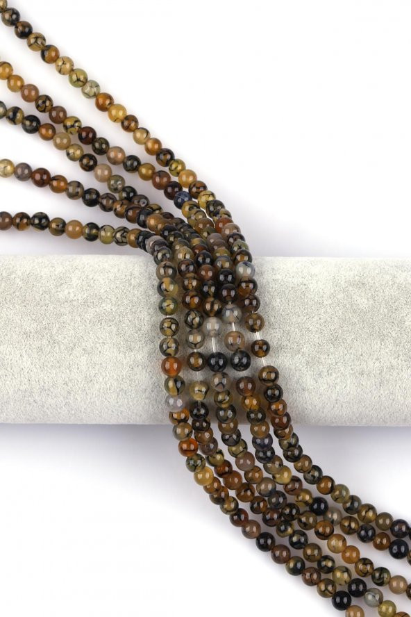 Koyu Yeşil Akik Doğal Taş Dizi 6 mm Küre Kesim ürün görseli