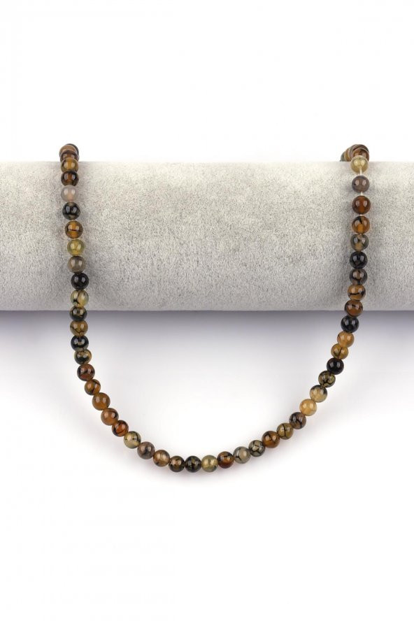 Koyu Yeşil Akik Doğal Taş Dizi 6 mm Küre Kesim - Resim 2