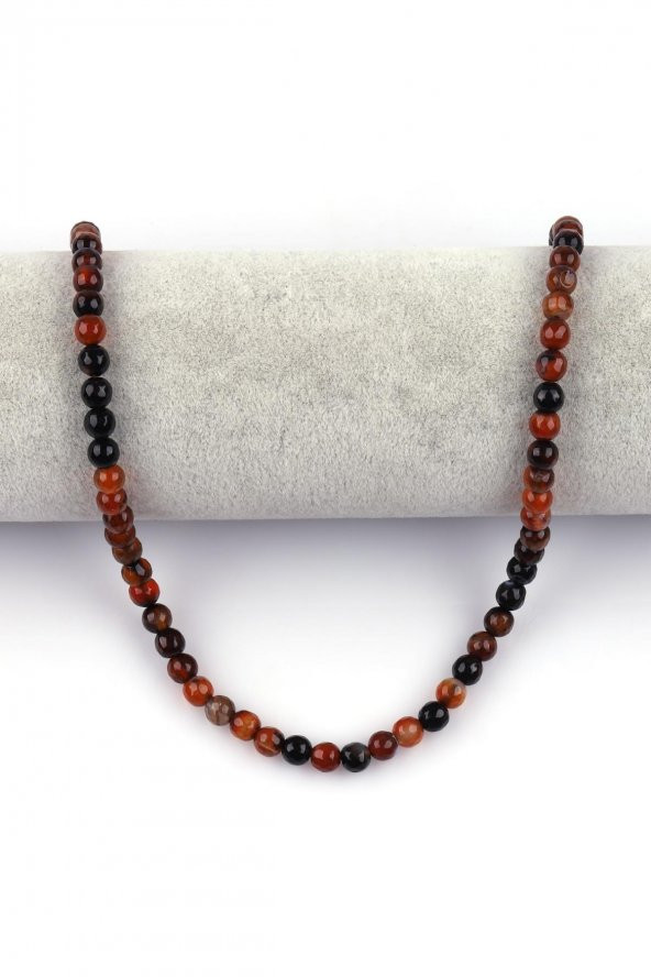 Koyu Kahverengi Akik Doğal Taş Dizi 6 mm Küre Kesim - Resim 2