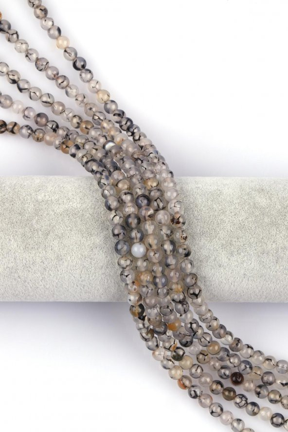 Gri Akik Doğal Taş Dizi 6 mm Küre Kesim ürün görseli