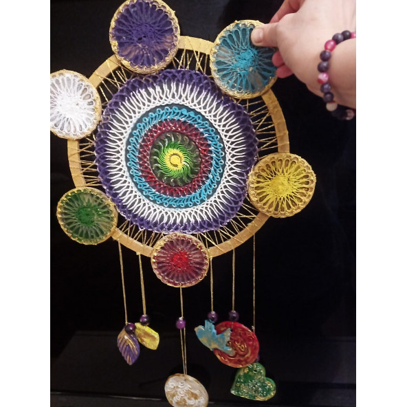 Mandala Düs kapanı rüya kapanı tasarım ürünü bahçe balkon süsü bahçe süs