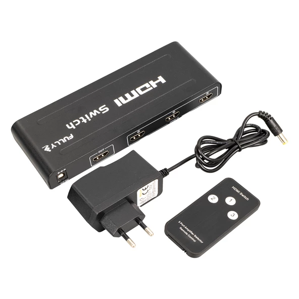 FULLY G-538H 3 GİRİŞ 1 ÇIKIŞ HDMI SWITCHER TOPLAYICI METAL KASA ADAPTÖRLÜ - 4