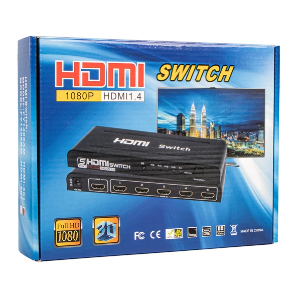 FULLY G-538H 3 GİRİŞ 1 ÇIKIŞ HDMI SWITCHER TOPLAYICI METAL KASA ADAPTÖRLÜ - 5