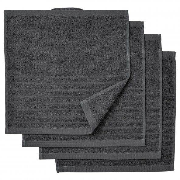 4 Adet El Havlusu, Koyu Gri Renk MeridyenDukkan 30x30 cm Pamuk ,4 Li El-Kurulama Havlu - 8