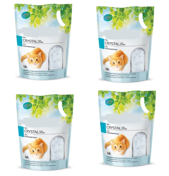 4 Paket Kedi Kumu Silica Kristal Kedi Kumu 1.4 Kg - 3.8 L