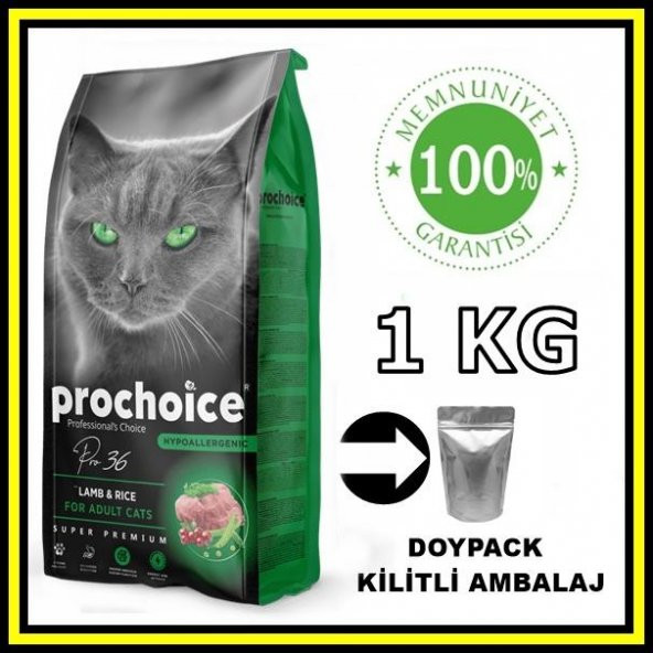 Pro choice Pro36 kuzu etli yetişkin kedi 1 kg açık mama