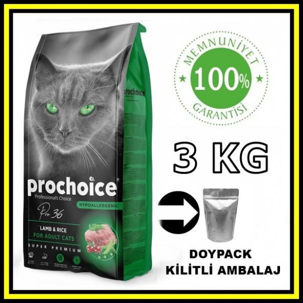 Pro choice Pro36 kuzu etli yetişkin kedi 3 kg açık mama