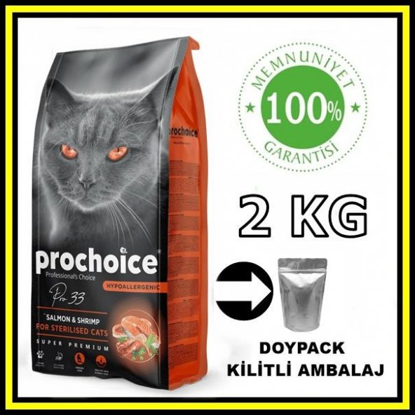 Pro choice Pro33 sterilised somonlu karidesli kısır kedi 2 kg açık mama