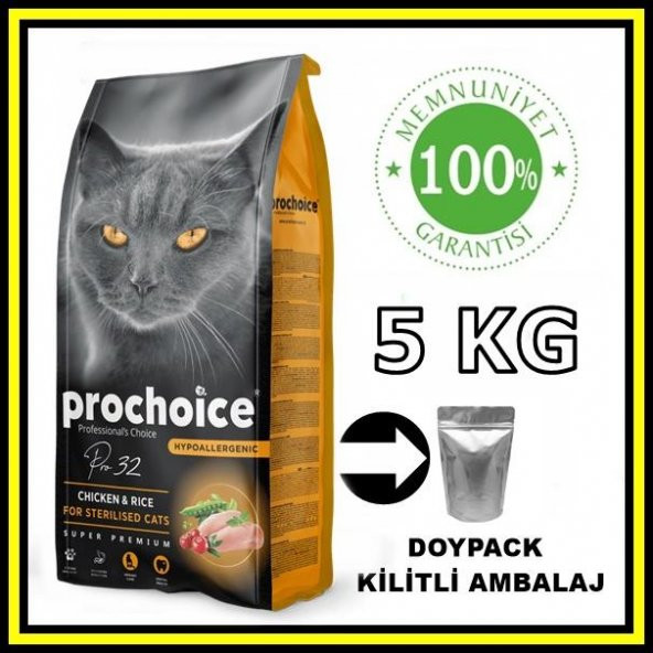 Pro choice Pro32 sterilised tavuklu kısır kedi 5 kg açık mama