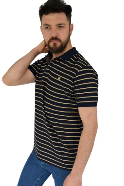 Erkek Çizgili Polo Yaka Tişört Waffle BGL-ST02790 - Resim 10