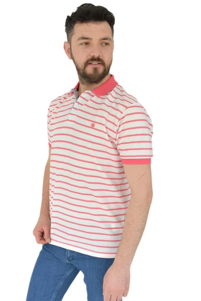 Erkek Çizgili Polo Yaka Tişört Waffle BGL-ST02790 - Resim 8