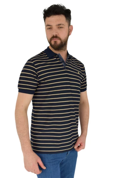 Erkek Çizgili Polo Yaka Tişört Waffle BGL-ST02790 - Resim 7