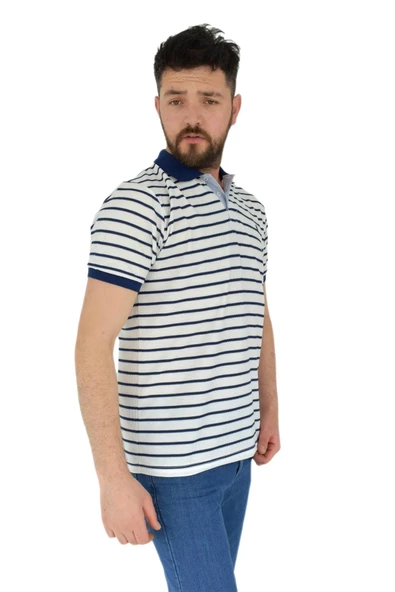 Erkek Çizgili Polo Yaka Tişört Waffle BGL-ST02790 - Resim 9