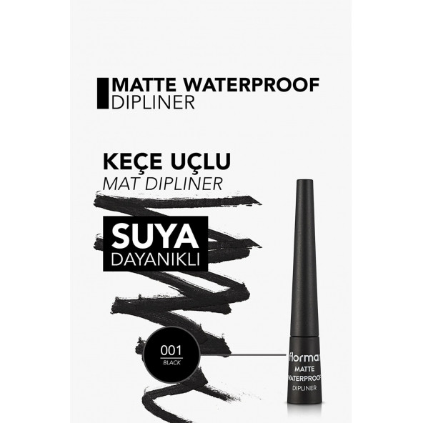 FLORMAR Suya Dayanıklı Likit Mat Dipliner (Yoğun Siyah) - 5