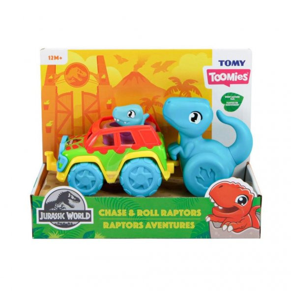 Tomy - Jurassic World Dino ve Renkli Araç - Toomies +12 ay