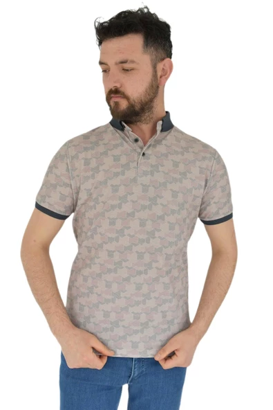 Erkek Polo Yaka Dijital Baskılı Tişört Waffle 2373 BGL-ST02795 - Resim 2