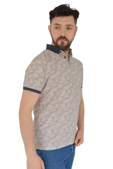 Erkek Polo Yaka Dijital Baskılı Tişört Waffle 2373 BGL-ST02795 - Resim 3