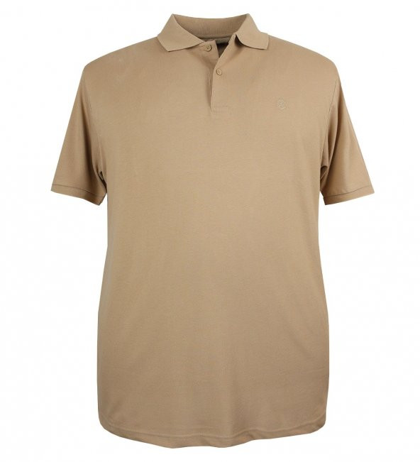 Büyük Beden Erkek Tişört Polo Yaka Düz Pike Bej 100 Pamuk