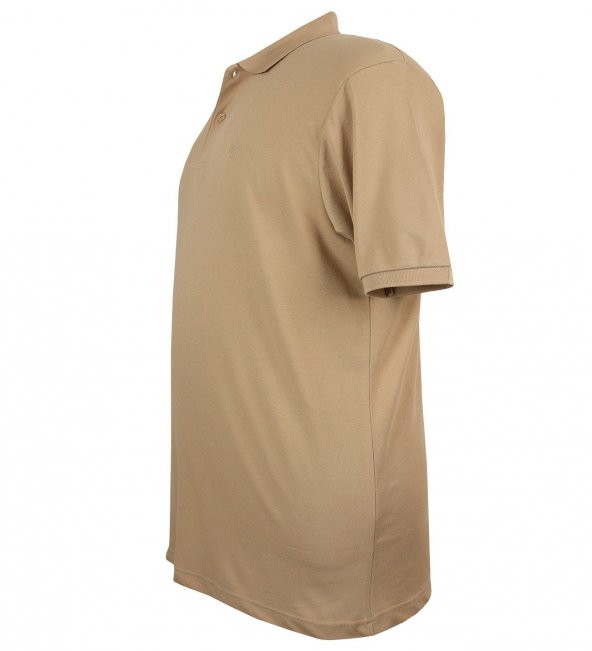 Büyük Beden Erkek Tişört Polo Yaka Düz Pike Bej 100 Pamuk - 2