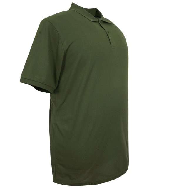 Büyük Beden Erkek Tişört Polo Yaka Düz Pike Haki - 2