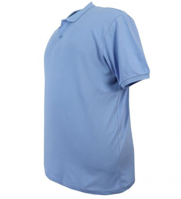 Büyük Beden Erkek Tişört Polo Yaka Düz Pike Mavi - 3
