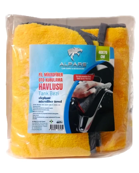 ALPARS Süper Emici Microfiber Araç Yıkama Ve Kurulama Bezi 40x70 Sarı - 10