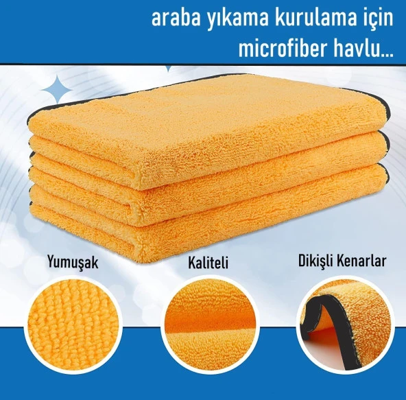 ALPARS Süper Emici Microfiber Araç Yıkama Ve Kurulama Bezi 40x70 Sarı