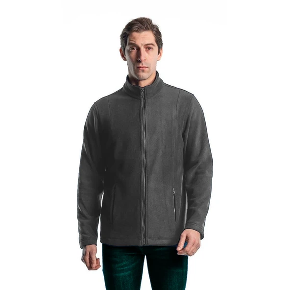 Şensel, Erkek Polar Mont, Koyu Gri -99E432- Fermuarlı, Cepli