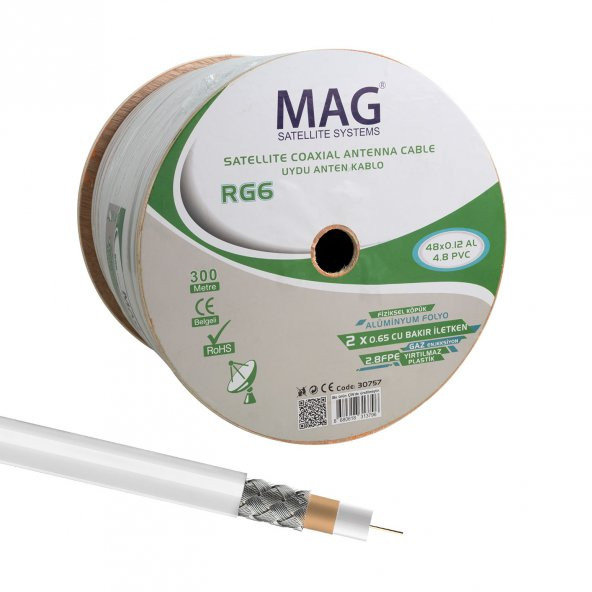 Mag Rg59 Fa Mini Dual Bitişik 48 Tel Çanak Anten Kablosu Lnb Uydu Cihazı Arası Anten Kablo 300 Metre - 2