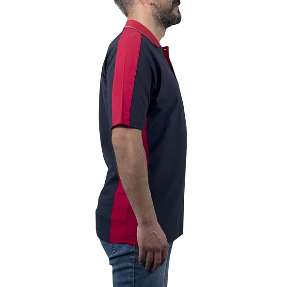 Şensel, Polo Yaka Tişört, Lacivert-Kırmızı -136E1392- Tshirt - 2