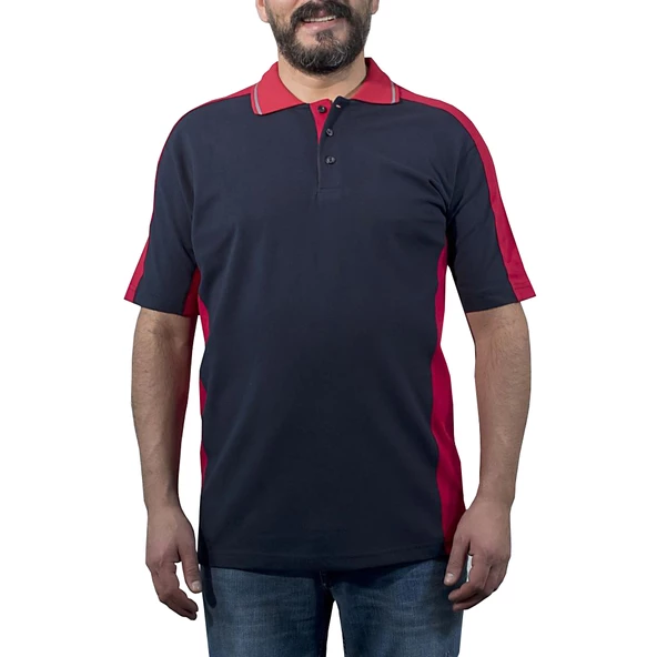 Şensel, Polo Yaka Tişört, Lacivert-Kırmızı -136E1392- Tshirt