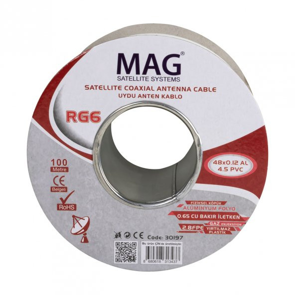 Mag Greenstar RG59 FA HD Mini Anten Kablosu 100 Metre Alüminyum Akaşımlı Folyo Çanak Anten Kablosu - 2