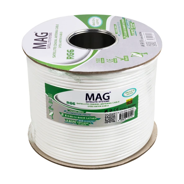 Mag RG59 Fa Mini Dual Bitişik Kablo 48 Tel Anten Kablosu 100 Metre Uydu Lnb Kablosu - 3